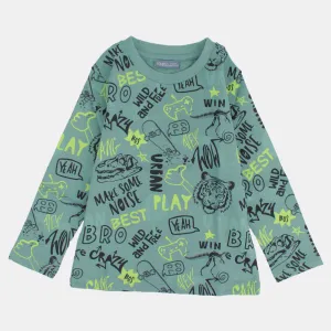T-shirt en coton à manches longues pour garçons – Vert olive