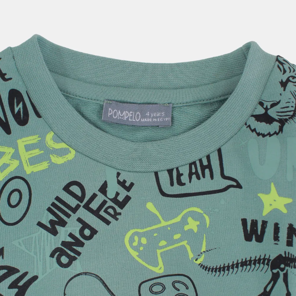 T-shirt en coton à manches longues pour garçons – Vert olive