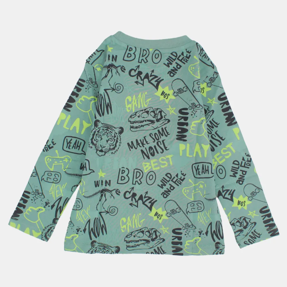 T-shirt en coton à manches longues pour garçons – Vert olive