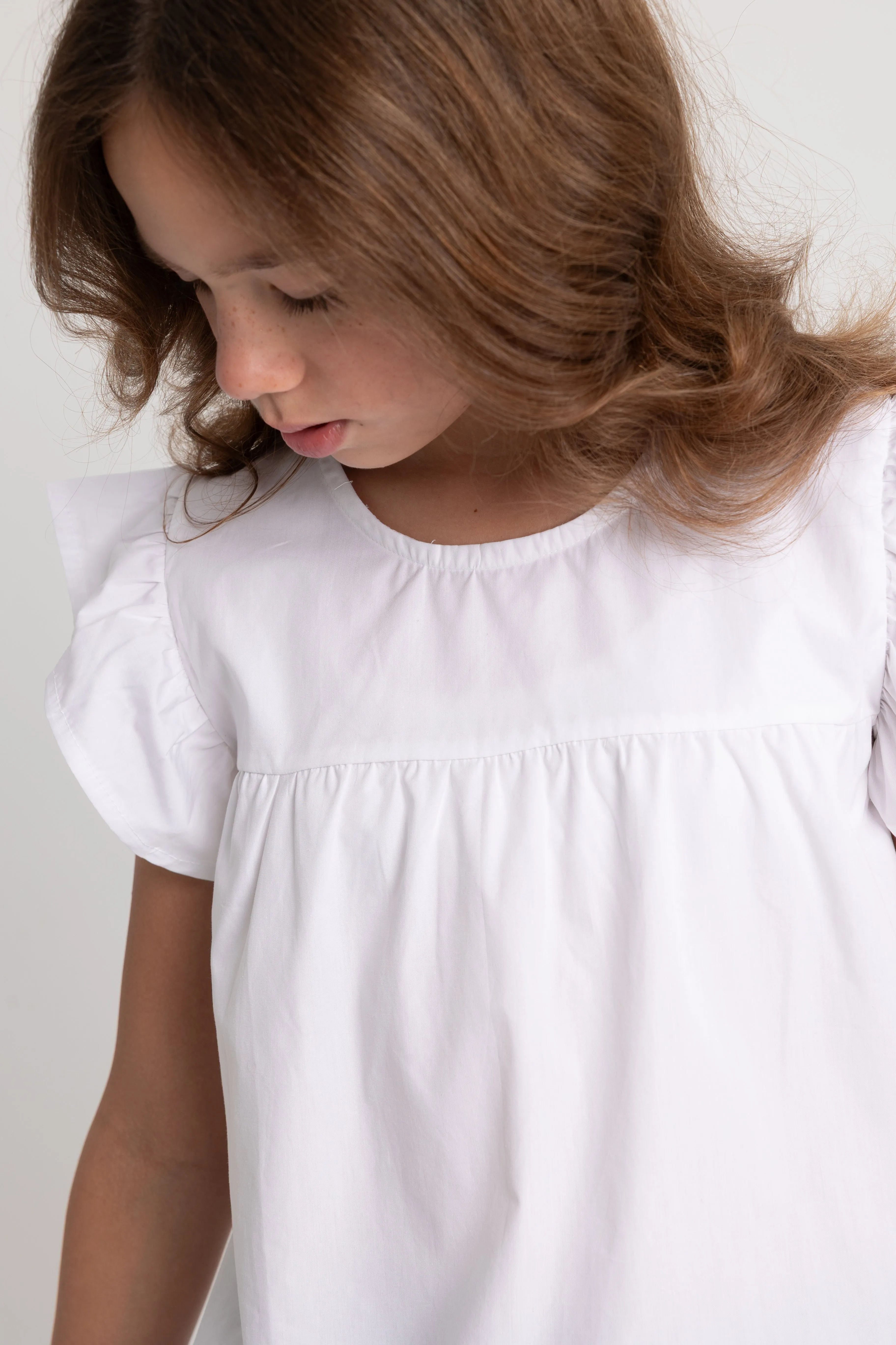 Blouse en coton à épaules volantées pour filles