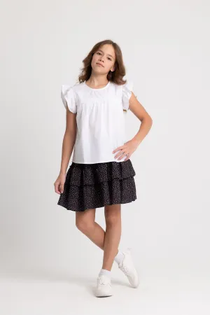 Blouse en coton à épaules volantées pour filles