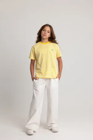 T-shirt à manches courtes en coton rayé pour filles