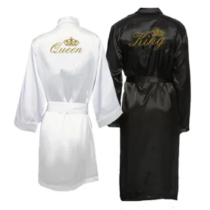 Robe de bain Roi et Reine Kimono de couple Pyjamas Robes Monsieur Madame