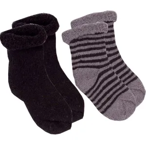 Chaussettes pour nouveau-né Kushies Terry (2 paires) - Noir uni / Rayure charbon
