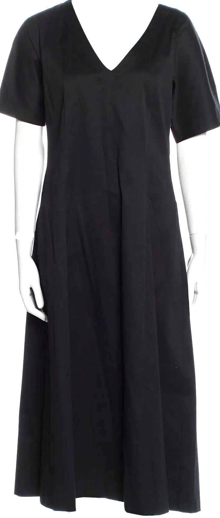 LA GARÇONNE MODERNE Robe mi-longue en mélange coton/lycra à col en V noir