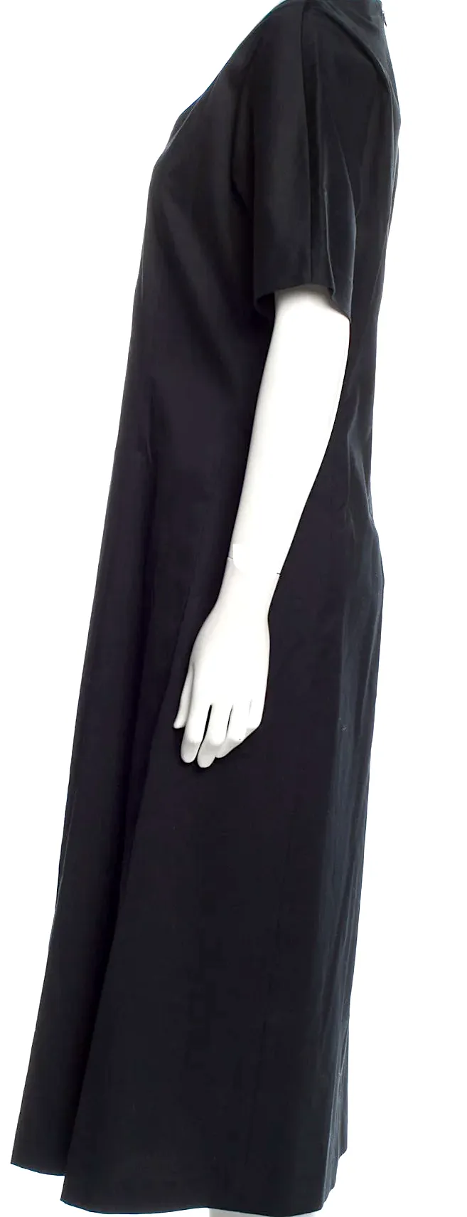 LA GARÇONNE MODERNE Robe mi-longue en mélange coton/lycra à col en V noir