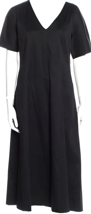 LA GARÇONNE MODERNE Robe mi-longue en mélange coton/lycra à col en V noir