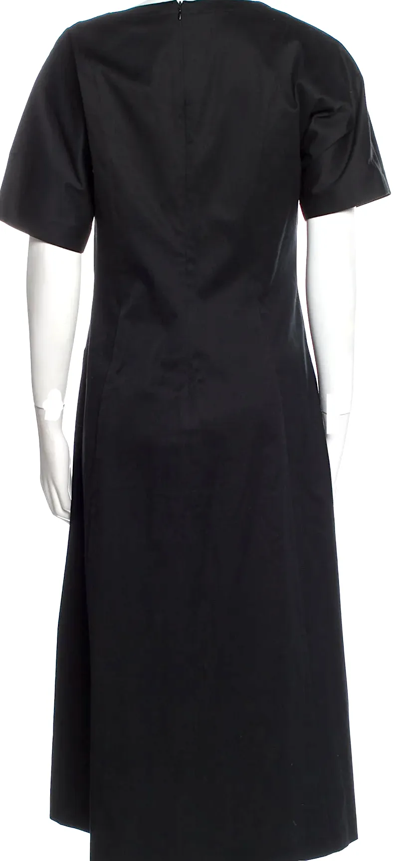 LA GARÇONNE MODERNE Robe mi-longue en mélange coton/lycra à col en V noir