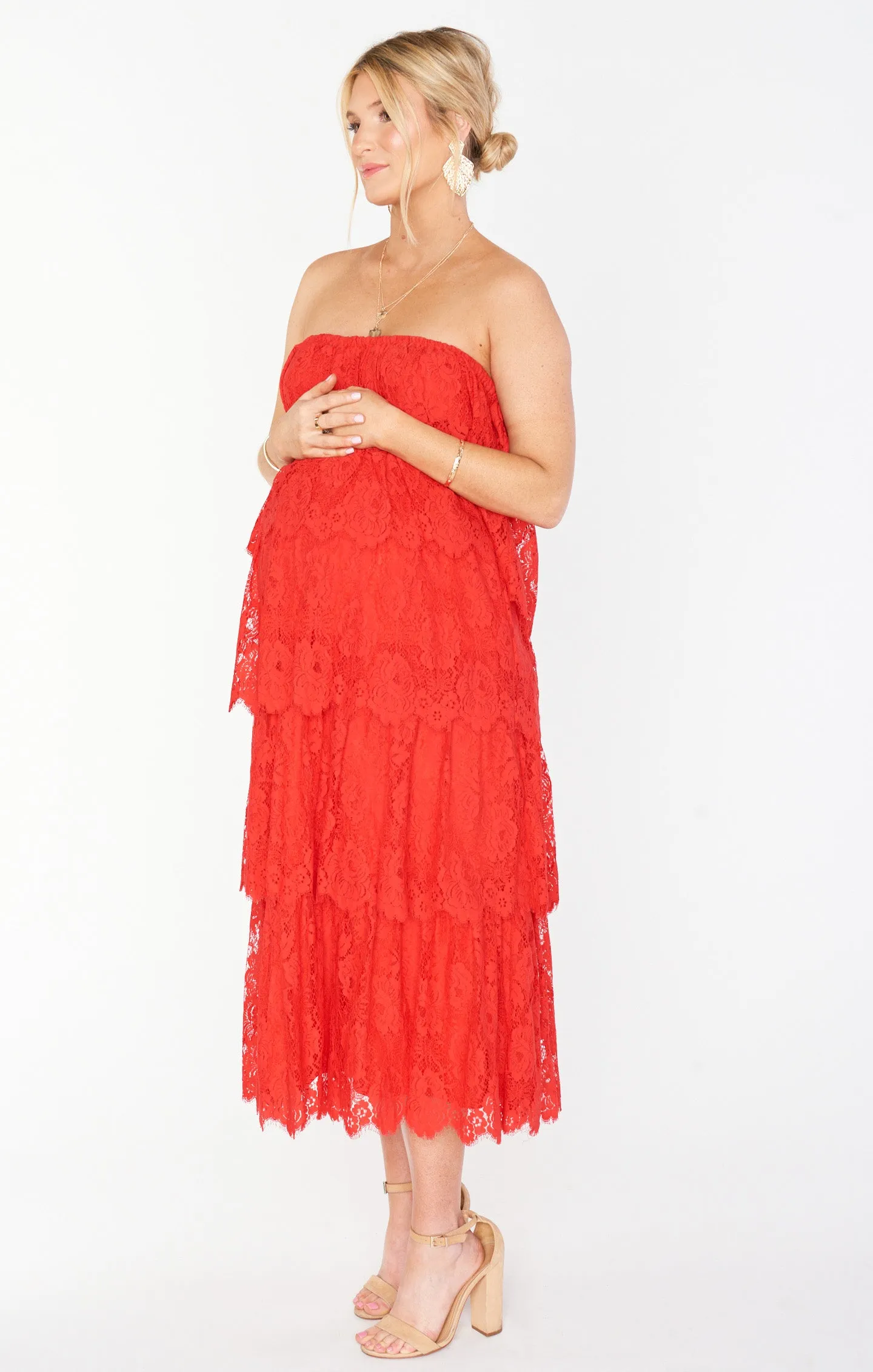 Robe Midi Lana ~ Dentelle Rouge Printanière