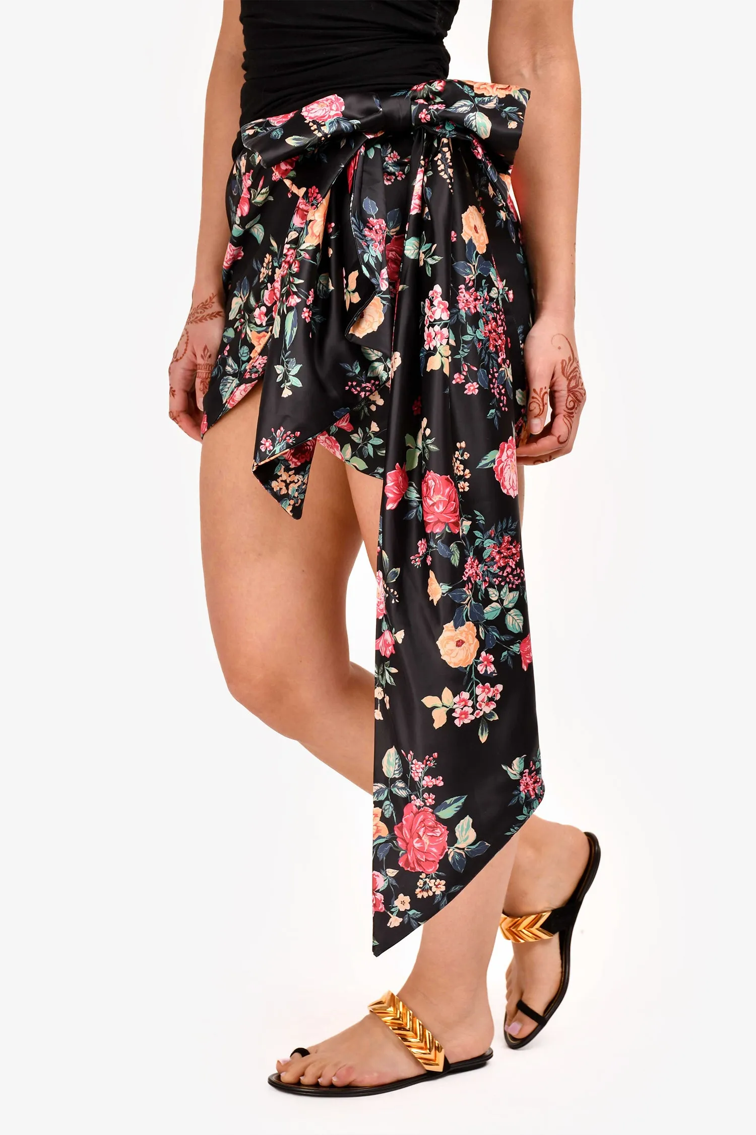 Lovers   Friends Jupe asymétrique à fleurs noires Taille XS