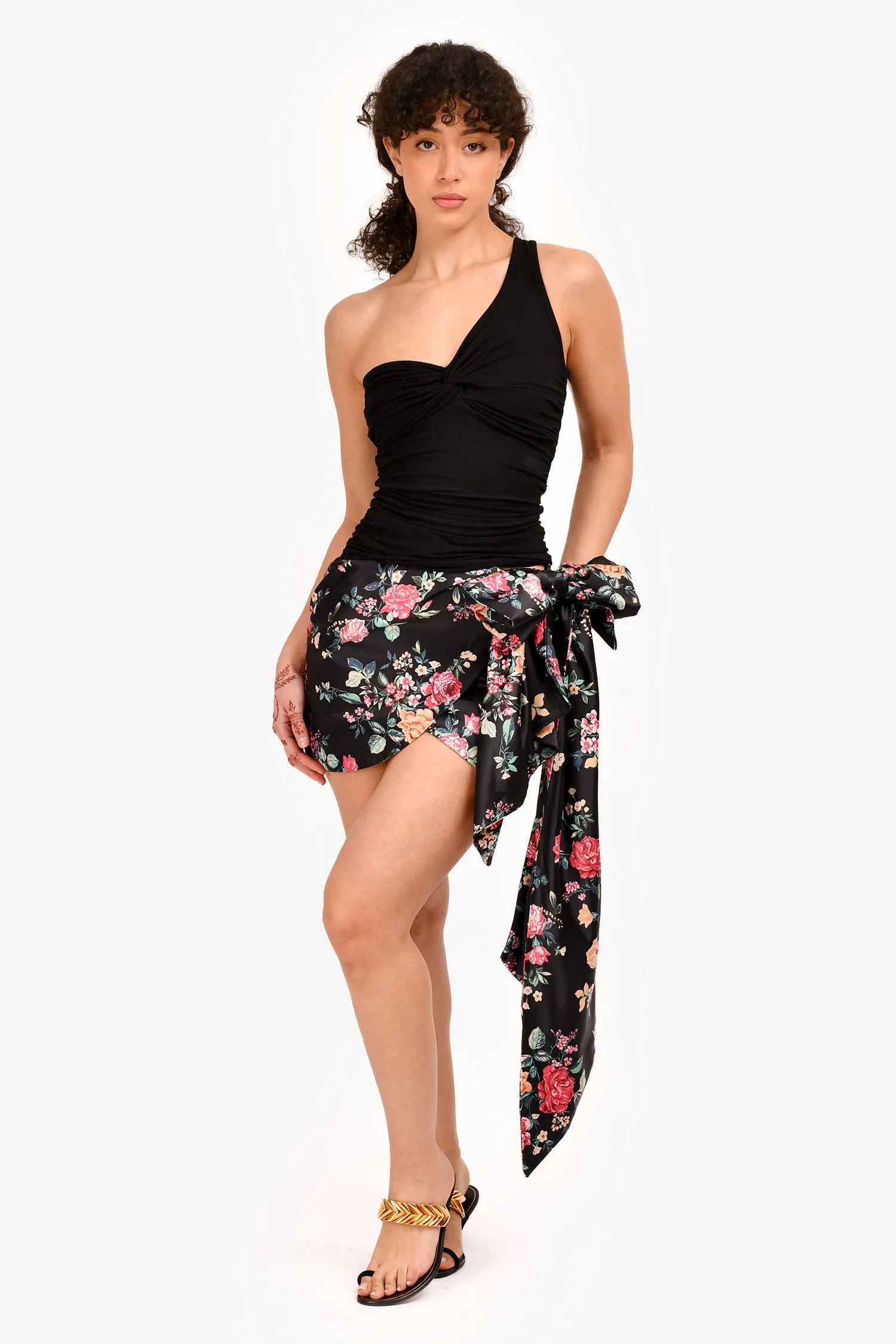 Lovers   Friends Jupe asymétrique à fleurs noires Taille XS