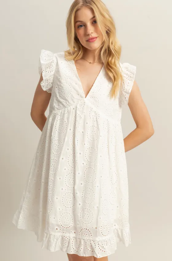 Robe mini Maddison à manches flutter et œillets