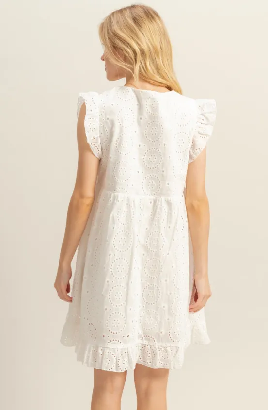 Robe mini Maddison à manches flutter et œillets