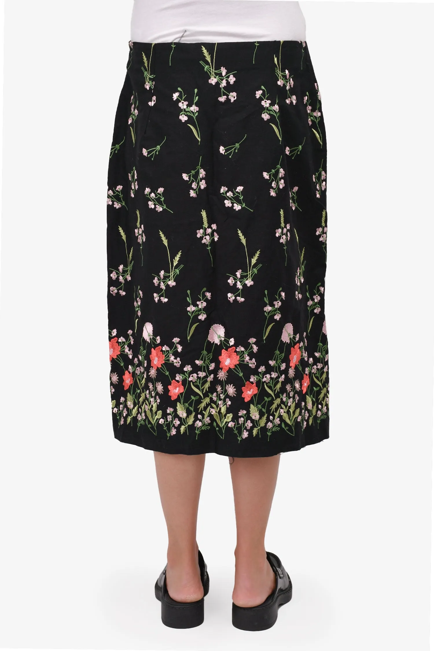 Marque Almeida Jupe Midi Brodée Fleurie Noire Taille 12