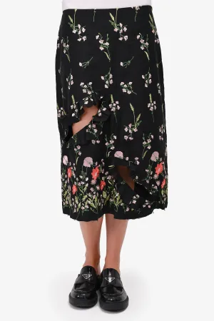 Marque Almeida Jupe Midi Brodée Fleurie Noire Taille 12