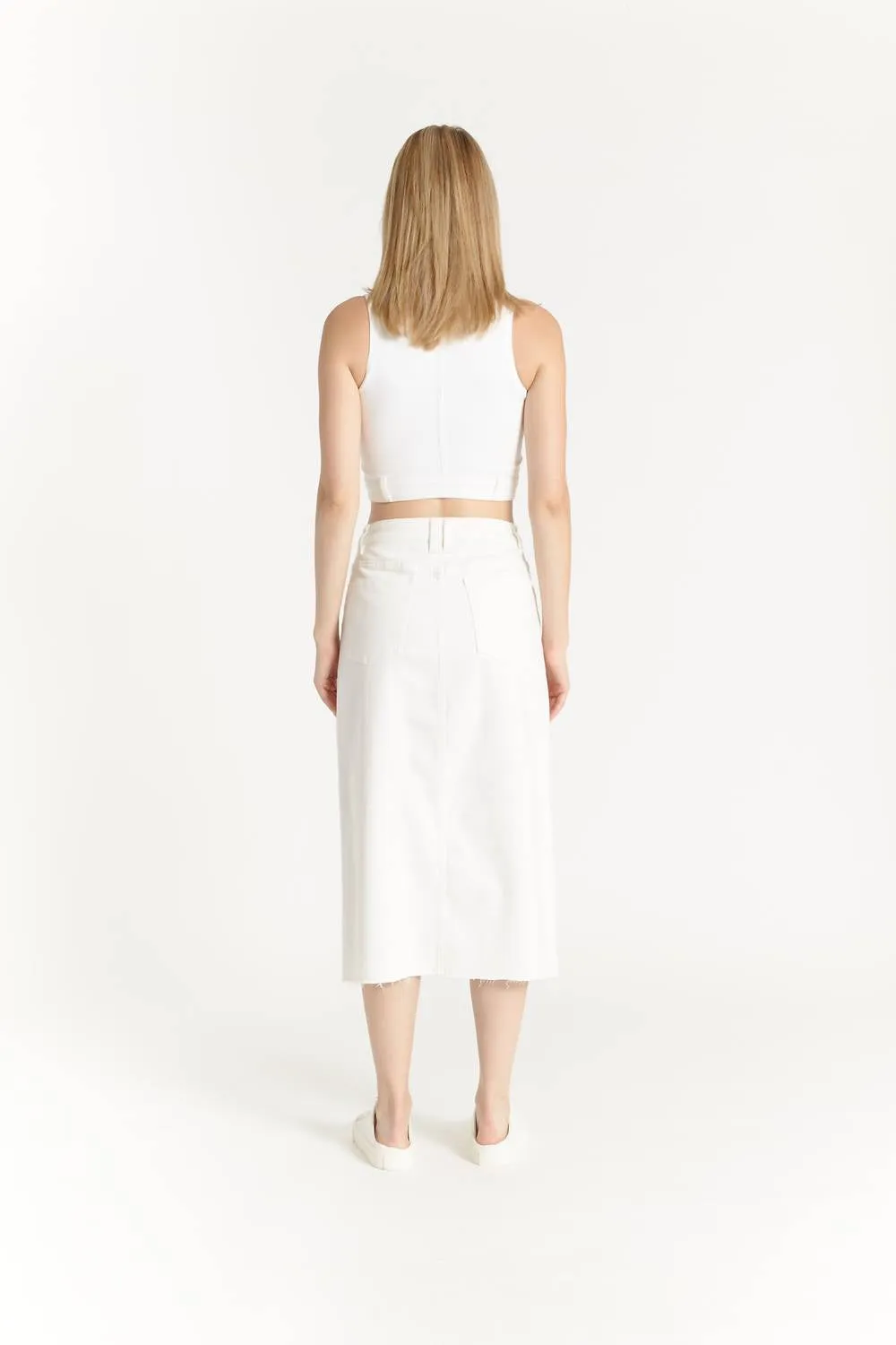 Jupe en denim stretch Marty en blanc