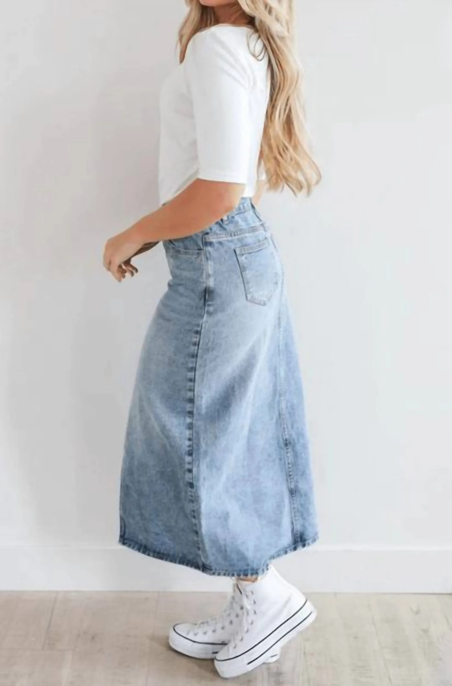 Jupe Maxi en Denim Lavage Moyen