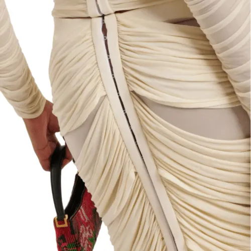 Ensemble jupe et haut en mesh ruchés avec application florale