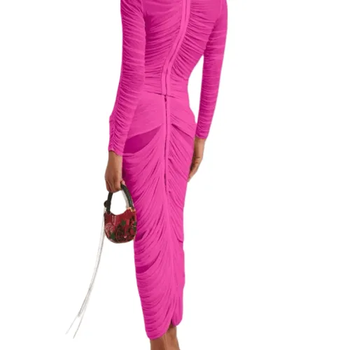 Ensemble jupe et haut en mesh ruchés avec application florale