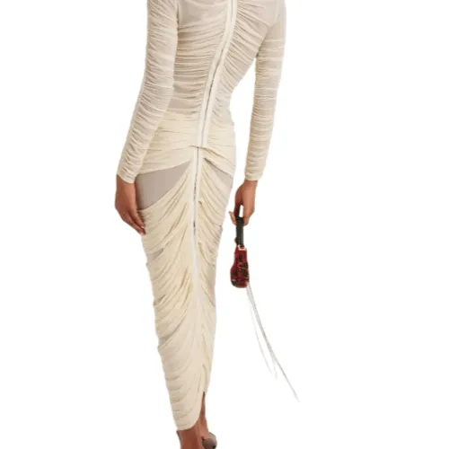 Ensemble jupe et haut en mesh ruchés avec application florale