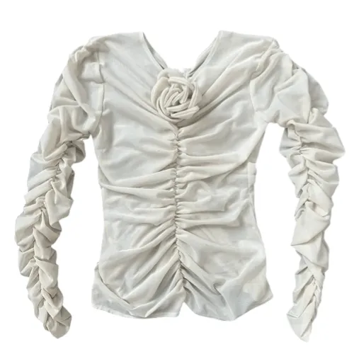 Ensemble jupe et haut en mesh ruchés avec application florale