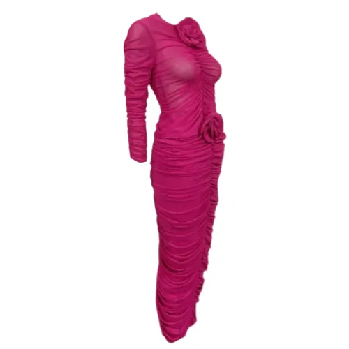 Ensemble jupe et haut en mesh ruchés avec application florale