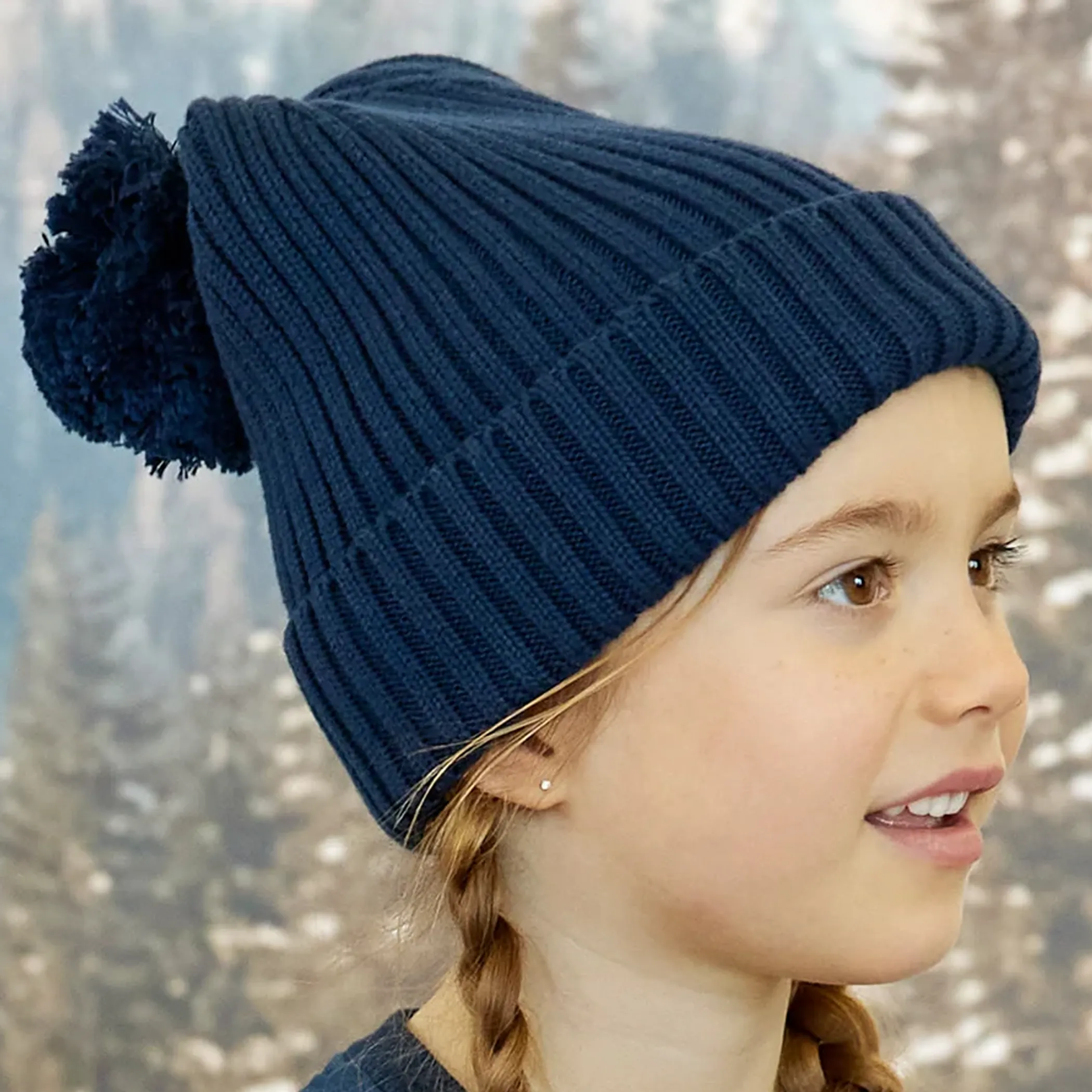 MILES THE LABEL Bonnet bébé à côtes avec pompon 3-9m - Marine