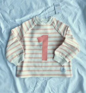 Mini   Moi : Pull ample à numéros Nude / Rose