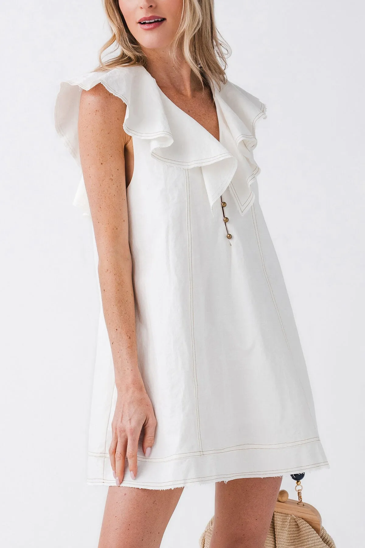 Robe Miou Muse à encolure en V et volants mini