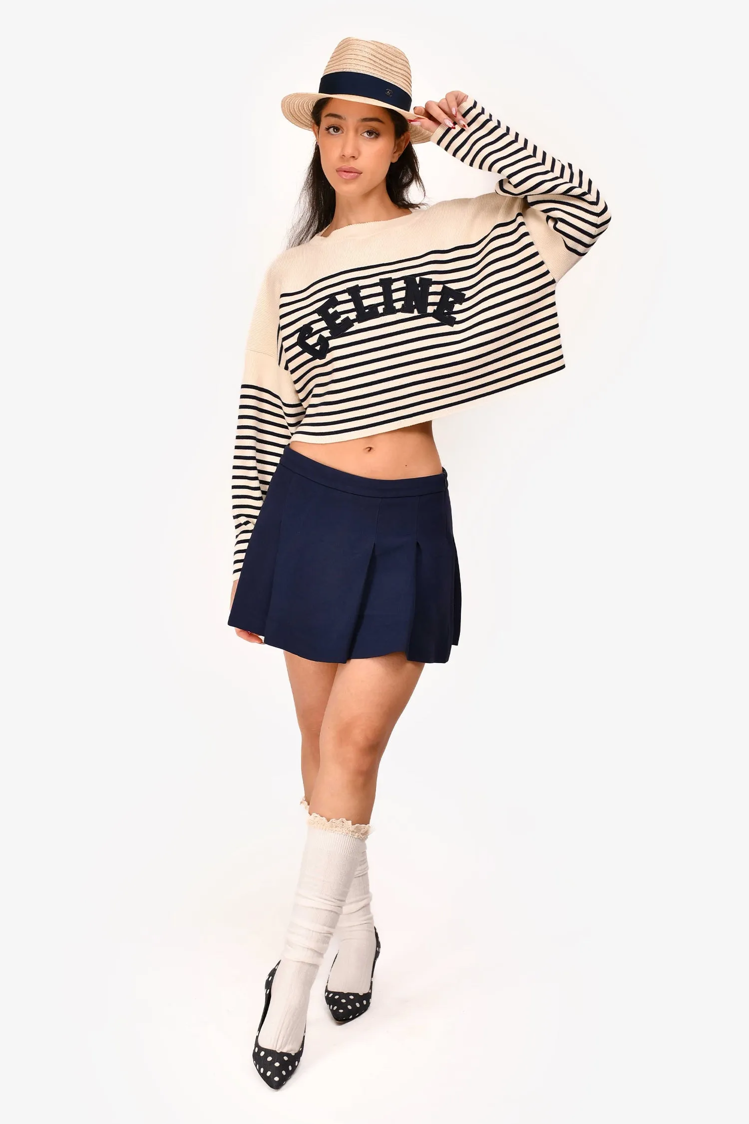 Miu Miu Jupe plissée mini bleu marine Taille 40