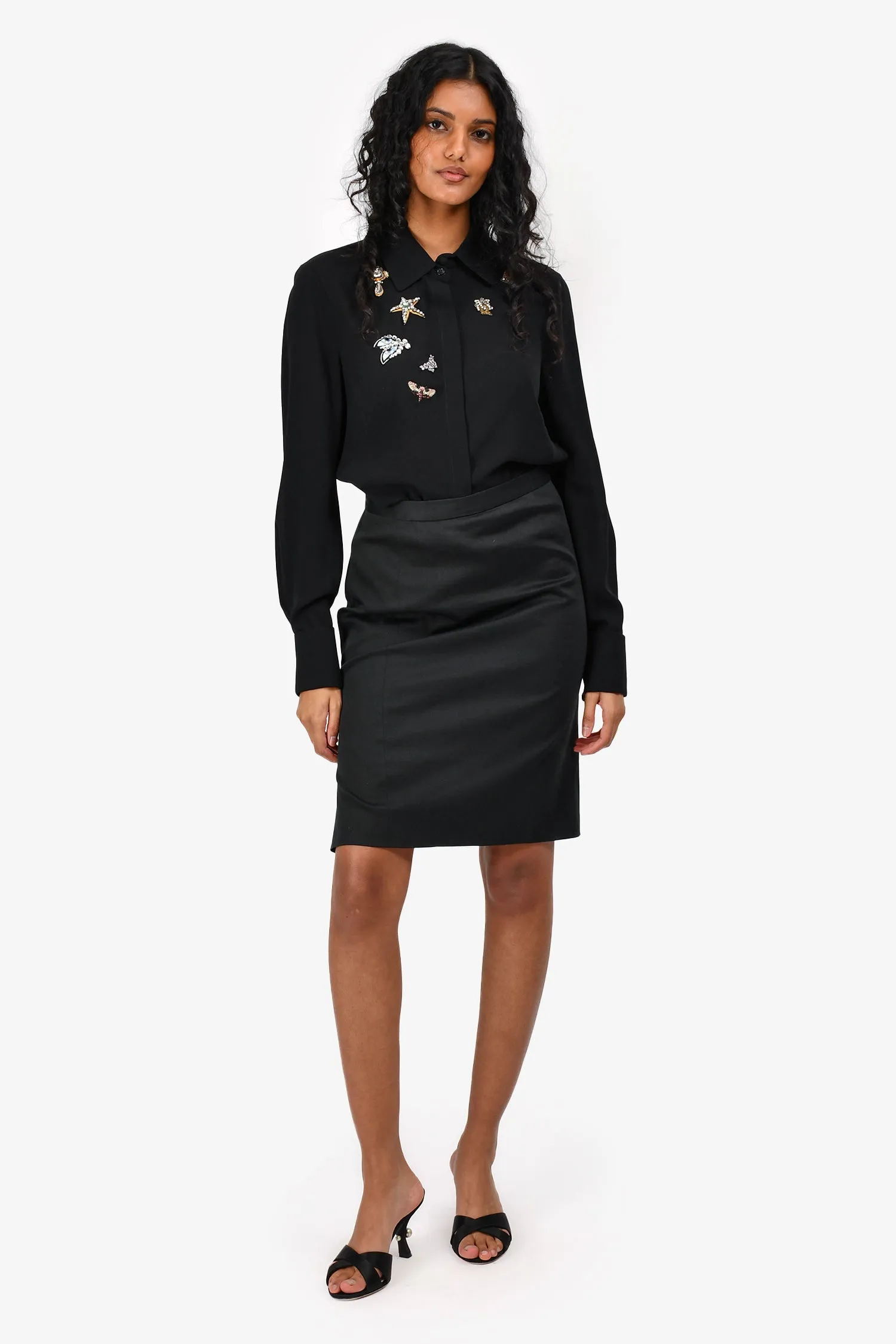 Moschino Cheap & Chic Jupe mi-longue en coton noir Taille 6