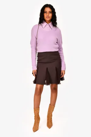 Moschino Cheap & Chic Jupe plissée mi-longue en laine/soie marron Taille 4