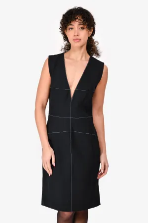 Robe Mugler Noir avec Coutures Contrastantes Taille 40