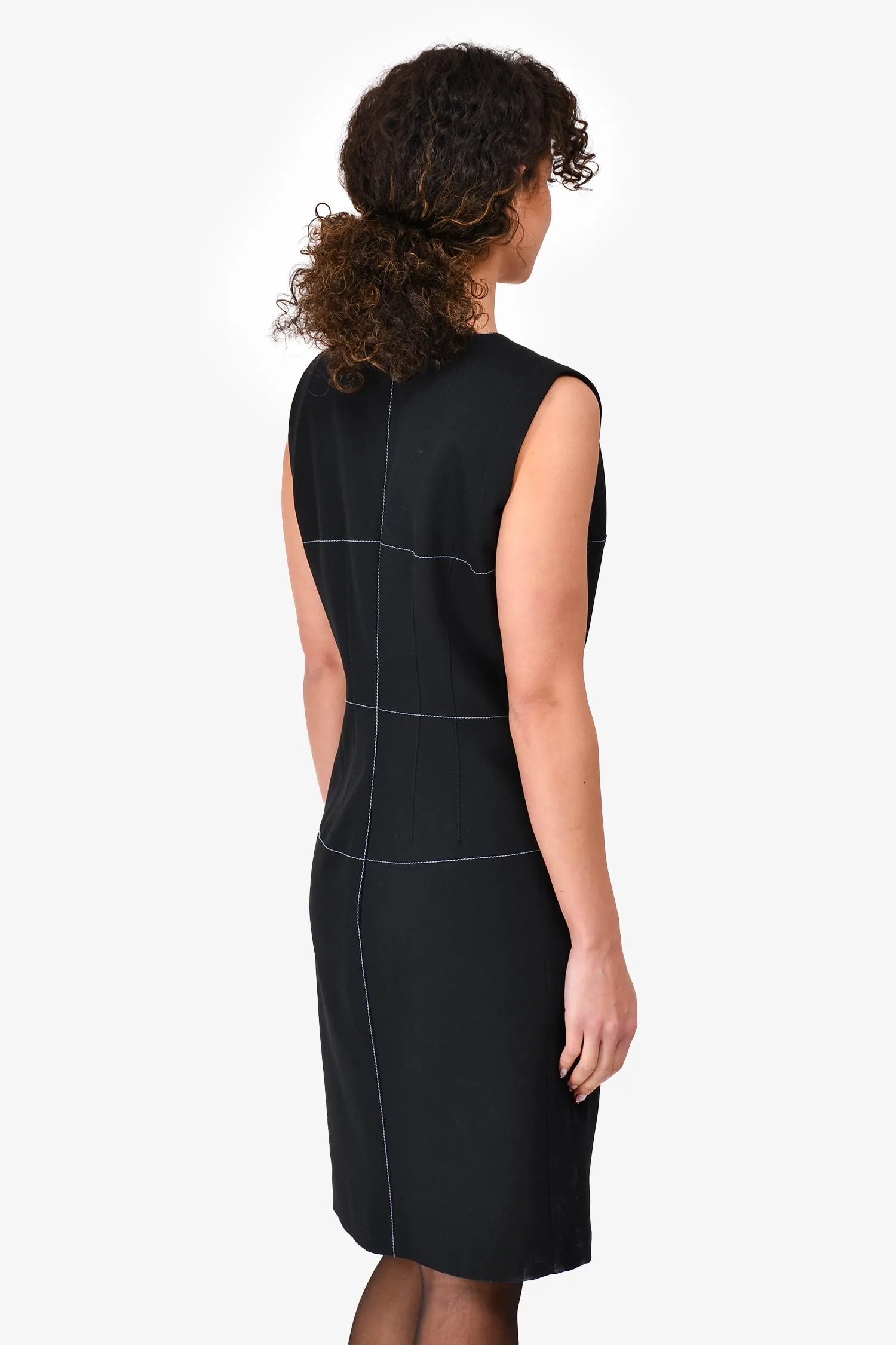 Robe Mugler Noir avec Coutures Contrastantes Taille 40