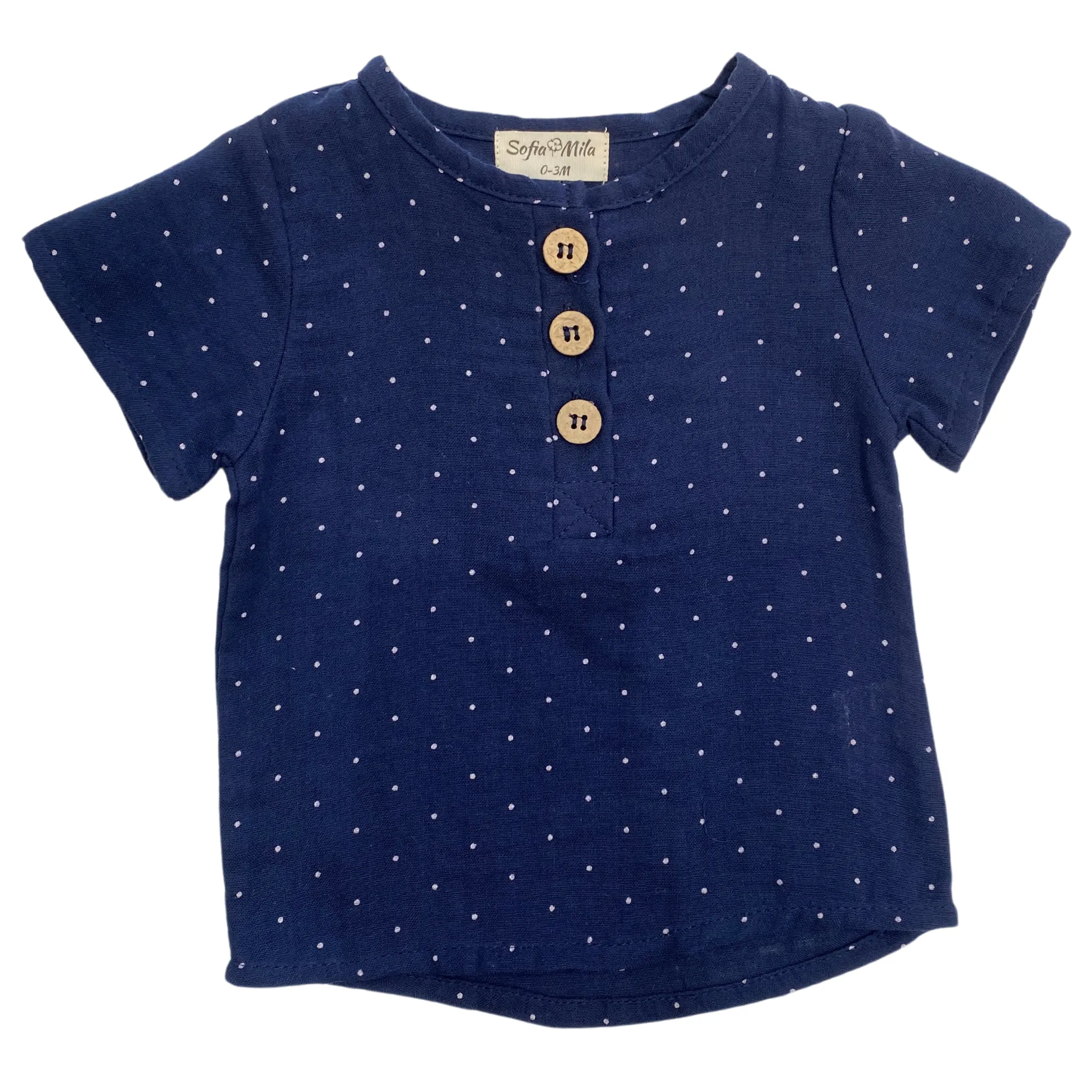 Ensemble Short et Chemise à Pois Marine pour Enfants et Bébés