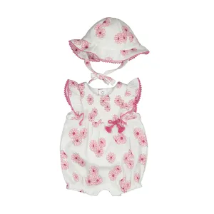 Combinaison Florale pour Nouveau-né avec Ensemble de Chapeau