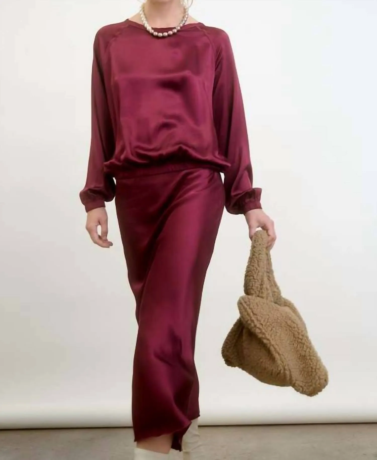Jupe mi-longue O'darling en satin Pinot