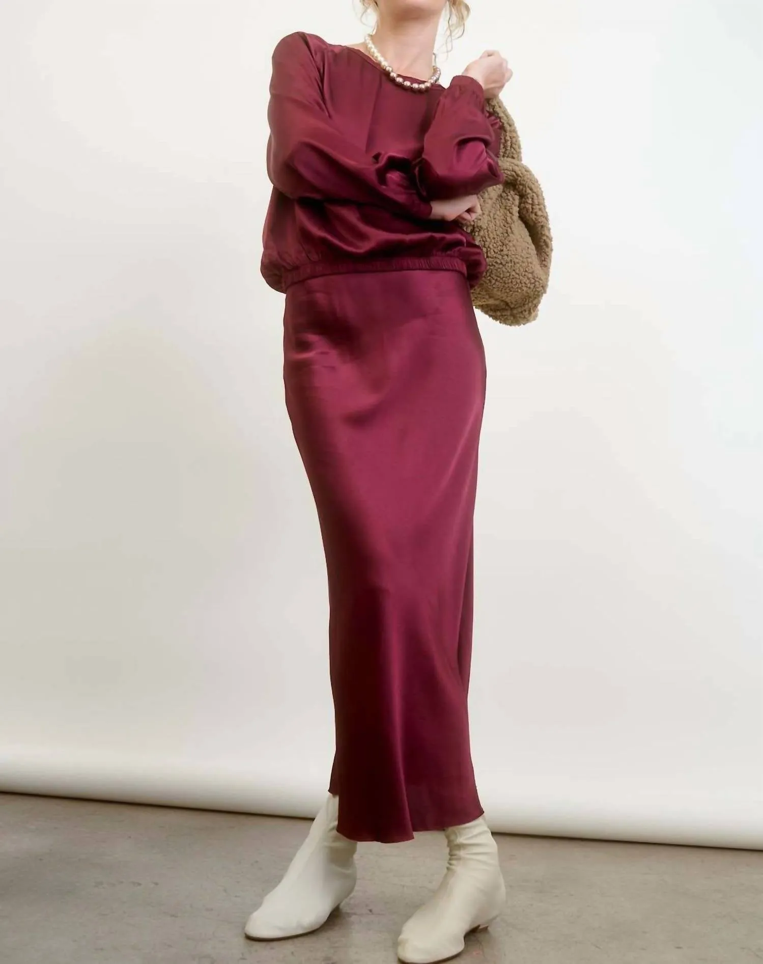 Jupe mi-longue O'darling en satin Pinot