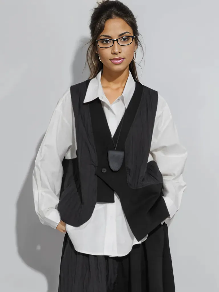 Gilet asymétrique à un bouton - Coupe décontractée, Pièce moderne pour superpositions