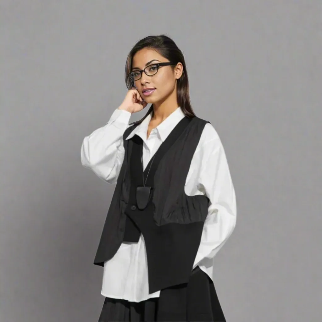 Gilet asymétrique à un bouton - Coupe décontractée, Pièce moderne pour superpositions