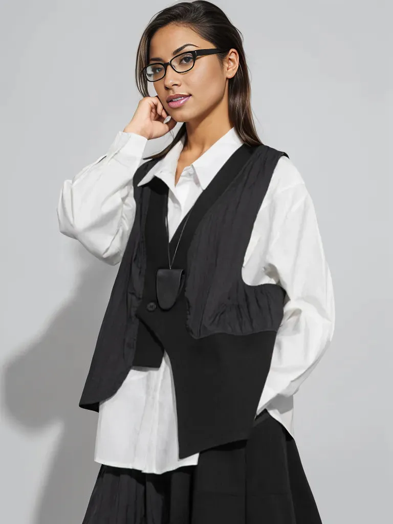 Gilet asymétrique à un bouton - Coupe décontractée, Pièce moderne pour superpositions