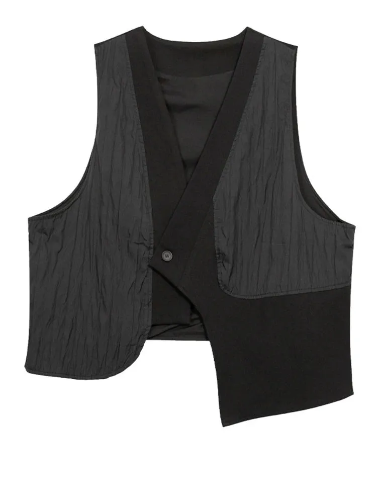 Gilet asymétrique à un bouton - Coupe décontractée, Pièce moderne pour superpositions