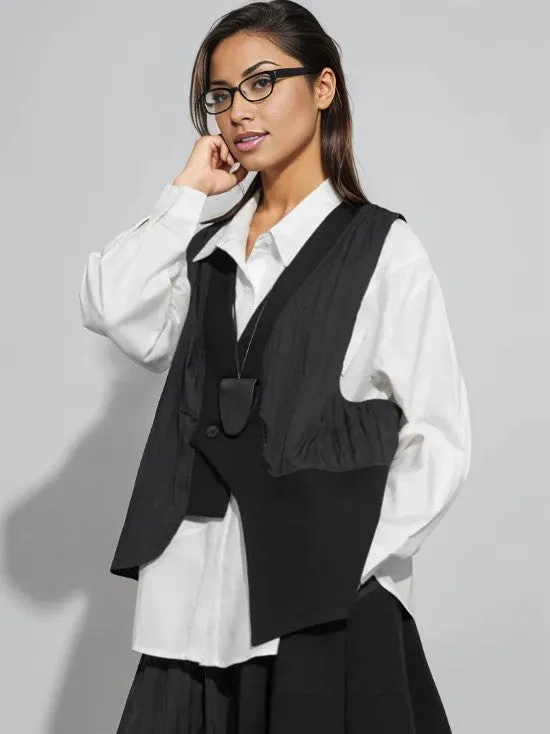 Gilet asymétrique à un bouton - Coupe décontractée, Pièce moderne pour superpositions