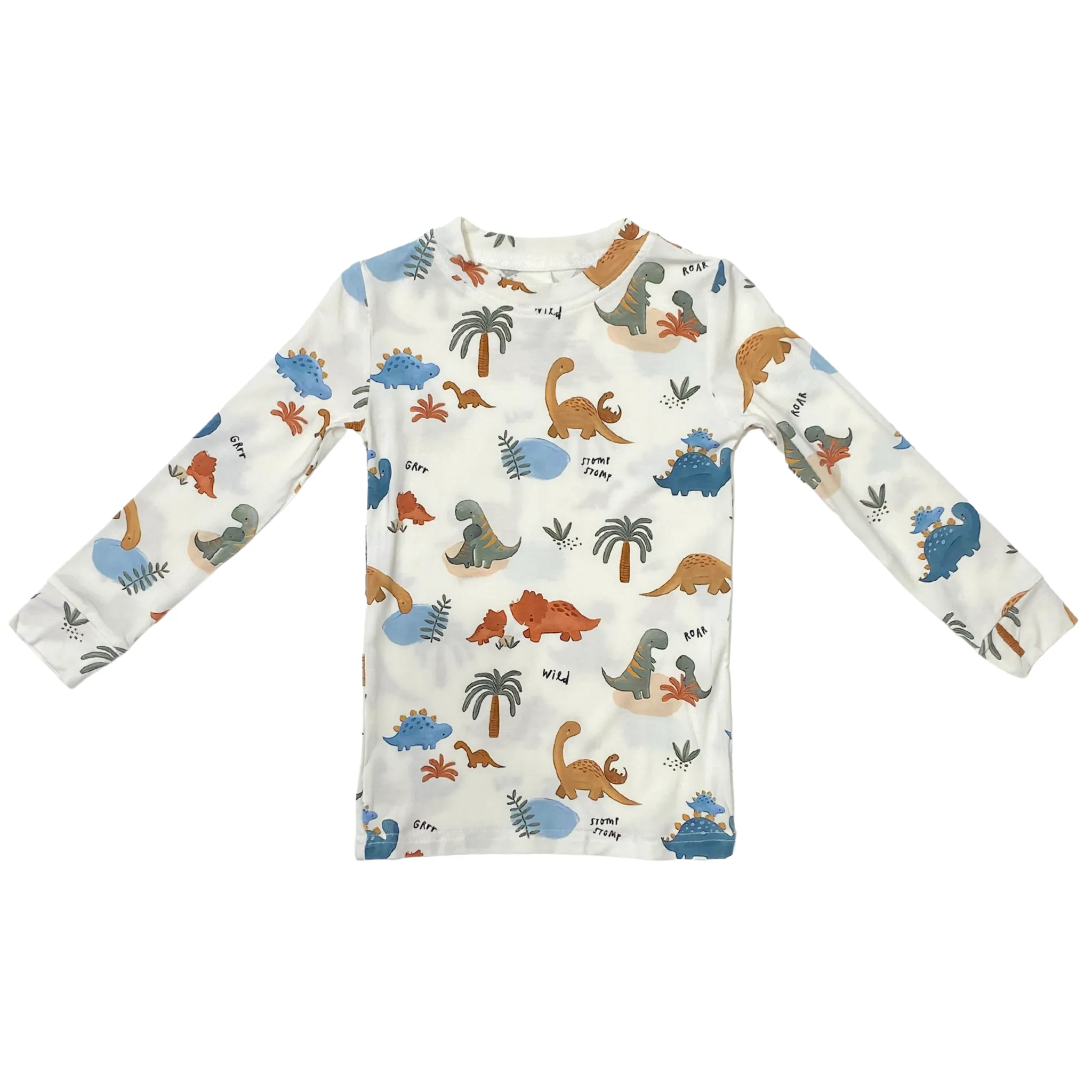 Pyjama deux pièces en viscose de bambou bio avec motif dinosaure pour enfants