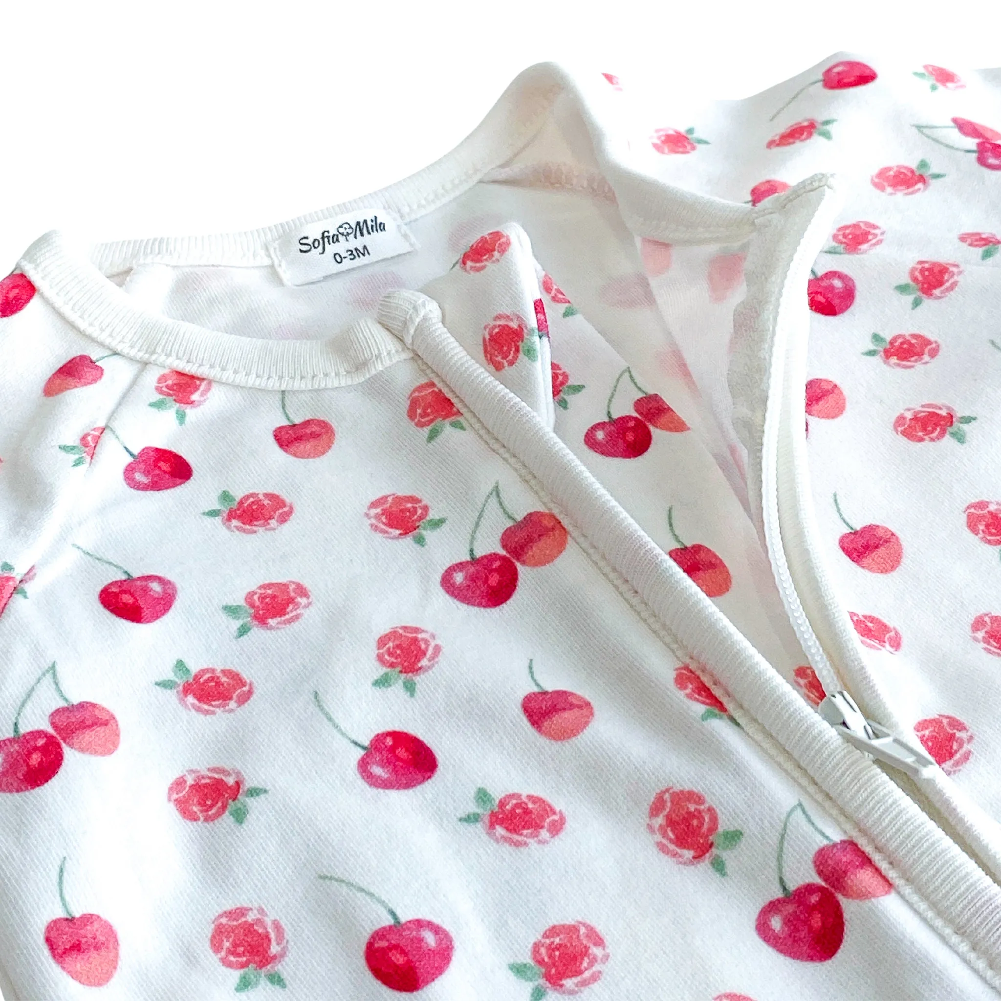 Pyjama convertible en coton bio Cerise avec Framboises