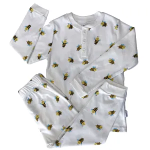 Pyjama deux pièces en coton bio avec motif abeille pour enfants