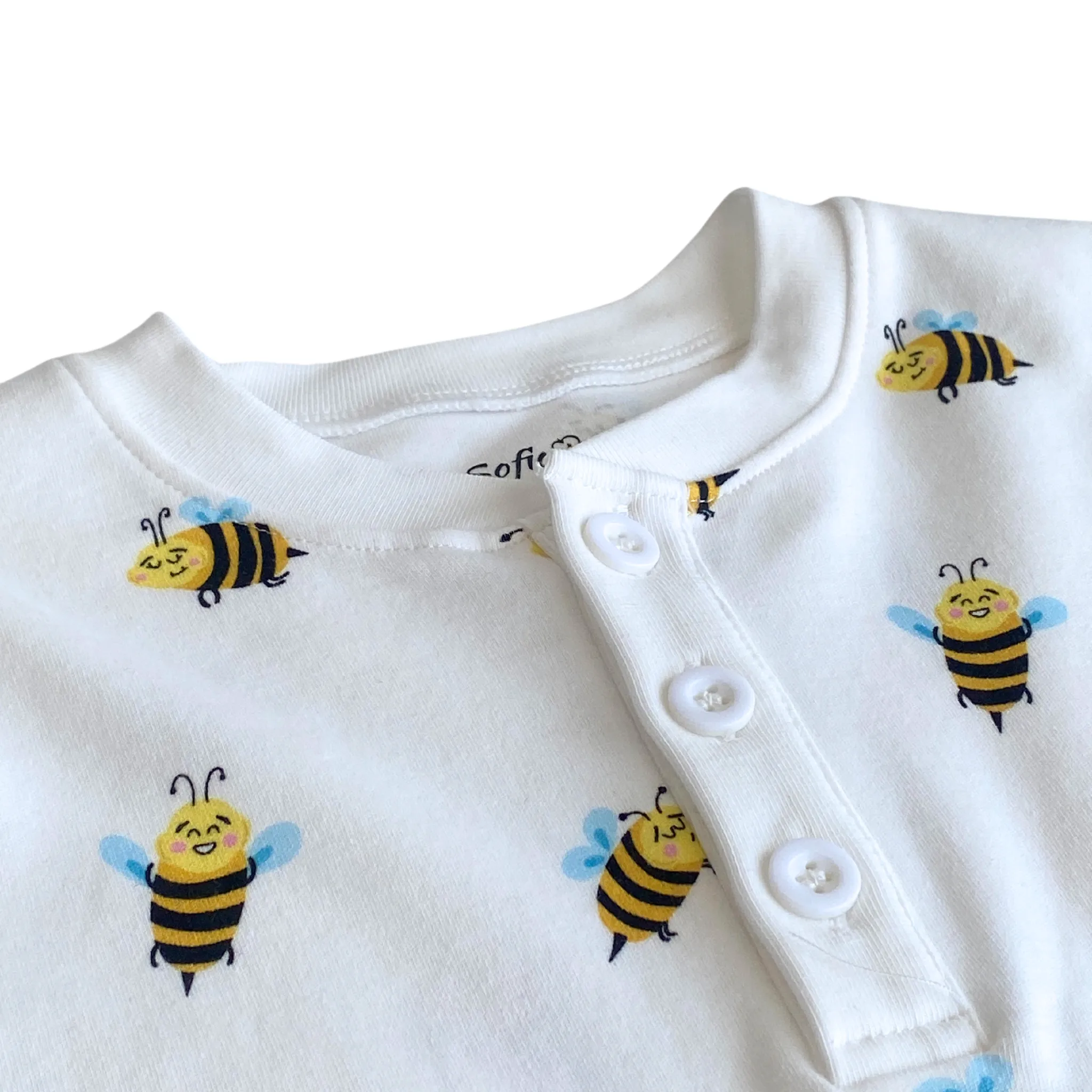 Pyjama deux pièces en coton bio avec motif abeille pour enfants