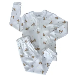 Pyjama deux pièces en coton bio avec motif singe pour enfants