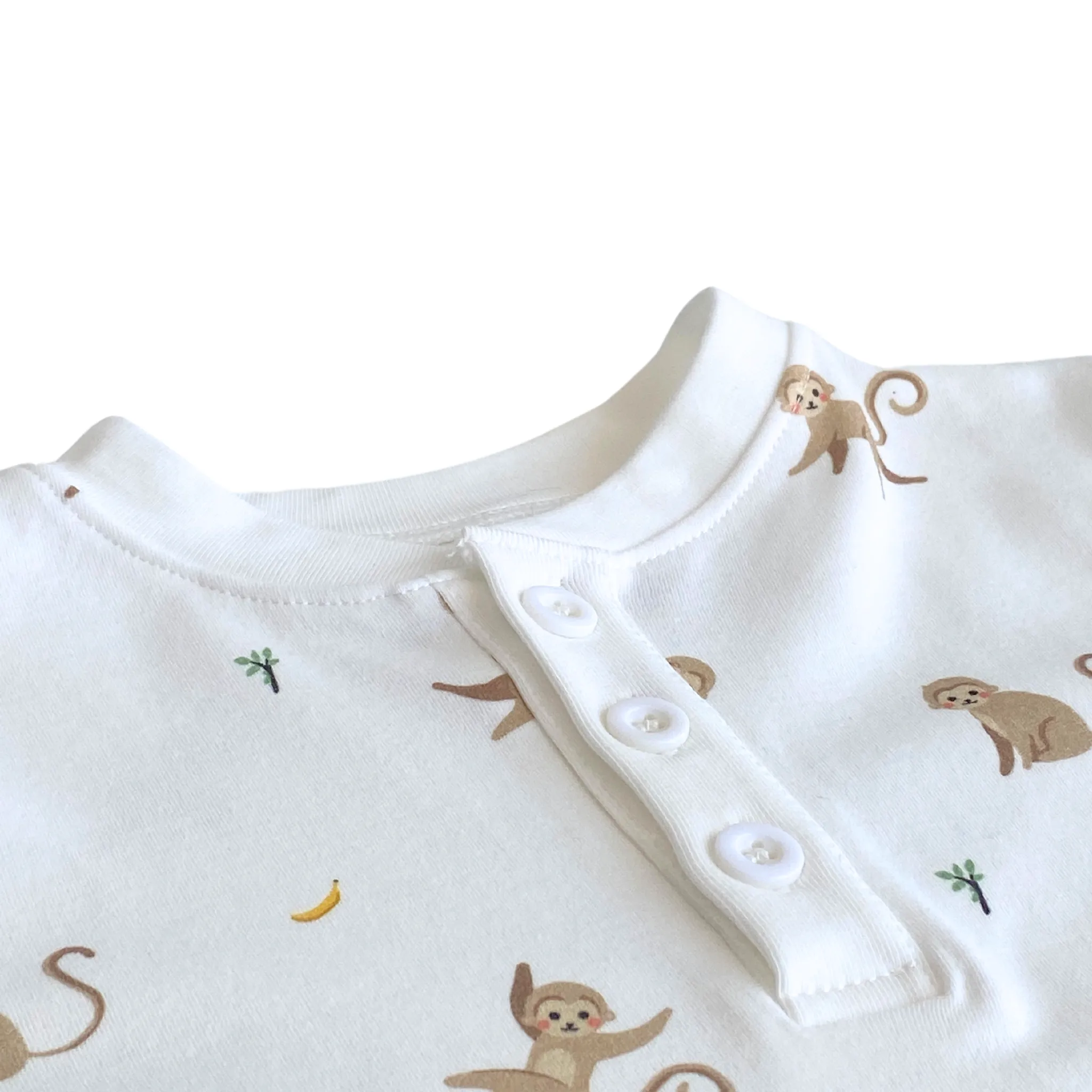 Pyjama deux pièces en coton bio avec motif singe pour enfants