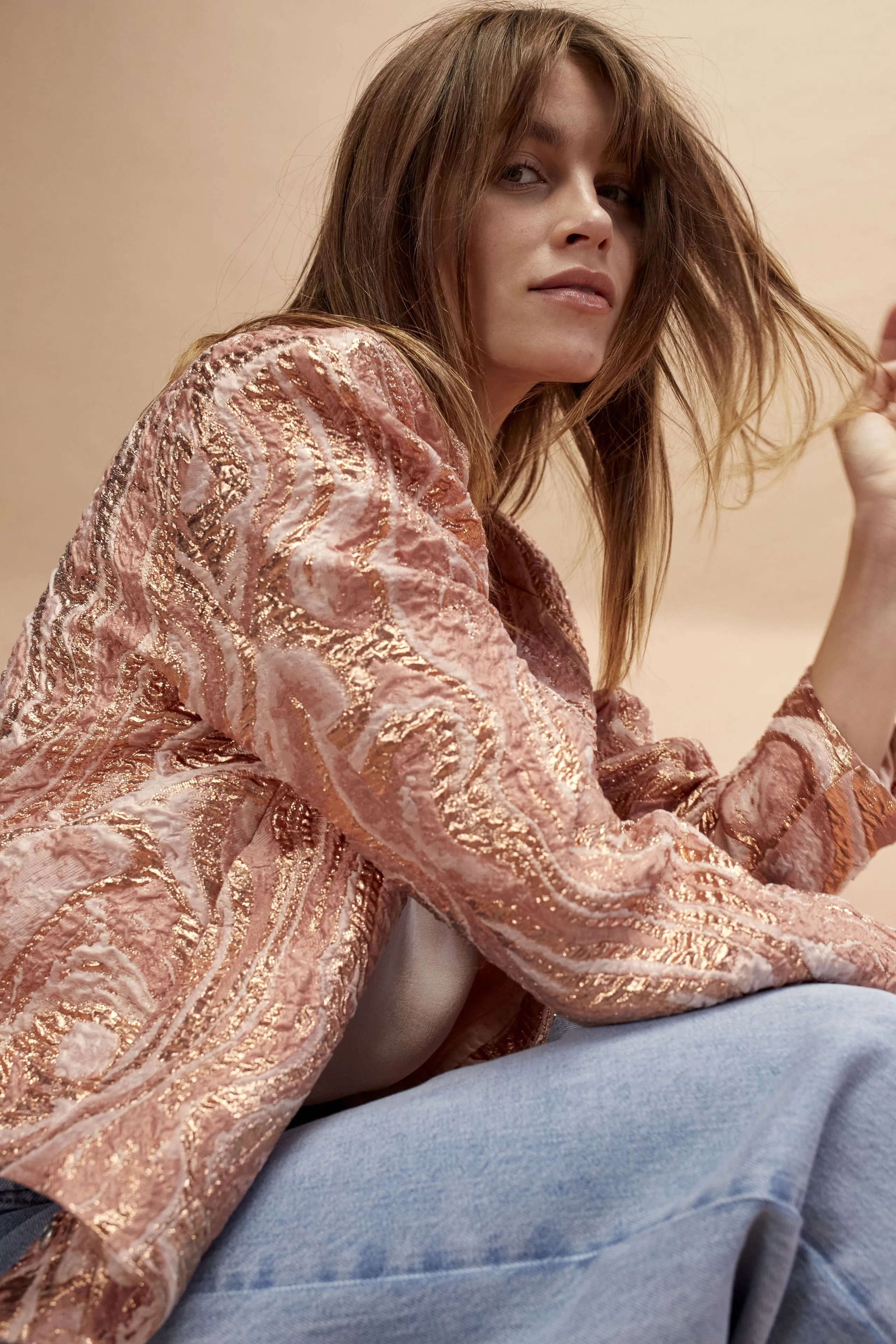 Veste Brocart Oui Rose Cooper en Rose